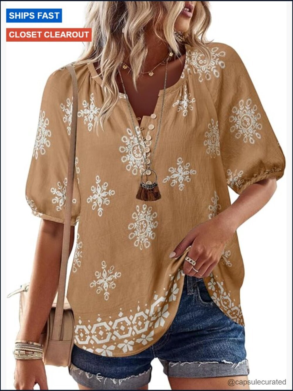 V Neck Short Sleeve Button Down Blouse Floral Boho Casual Summer Top
